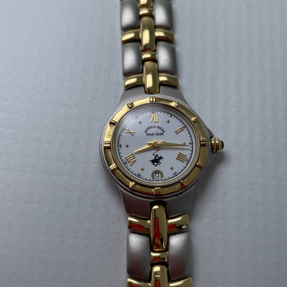 Vintage Women's 23k Gold Plated 2 Tone Watch by Beverly Hills Polo Club - Picture 10 of 12